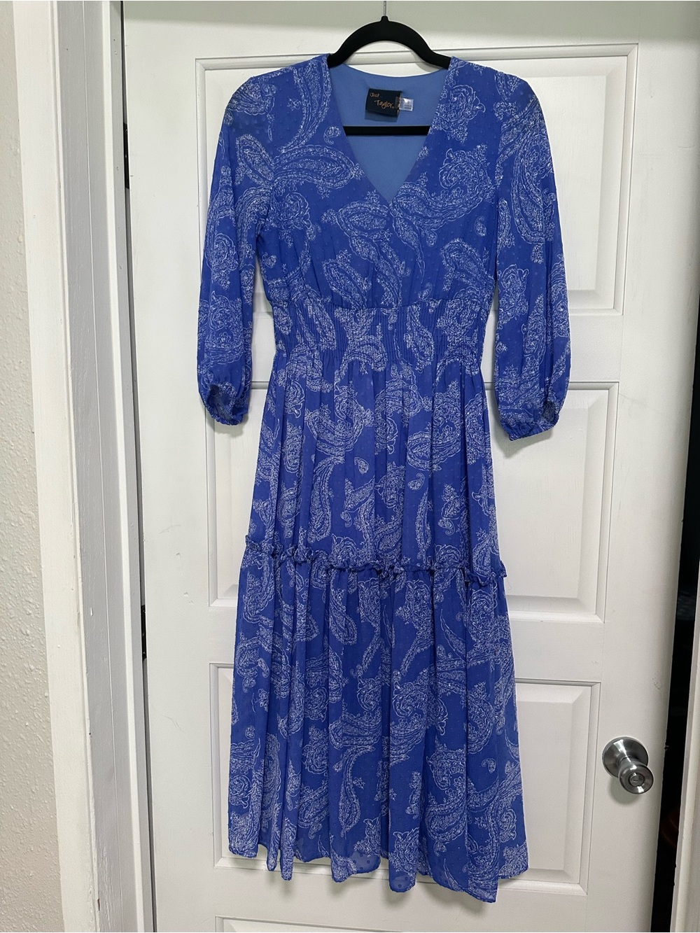 Just… Taylor Royal Blue Paisley V-Neck Maxi Dress